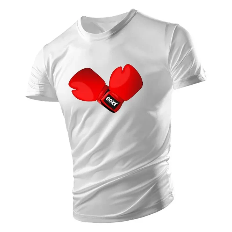 Red Boxing Gloves Graphic Gym T Shirts For Men Fashion Summer Fitness 3D Printed T-shirt Loose Quick Dry Breathable Sports Tees