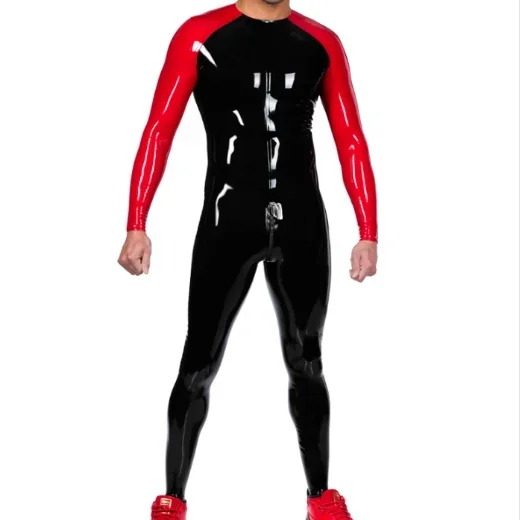 NEU 100% Latex Rubber Gummi Uniform Catsuit Ganzanzug Handmade tights bodysuit