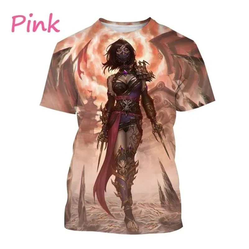 T-shirt manches courtes pour homme, streetwear, estival et décontracté, avec impression 3D du jeu Mortal Kombat