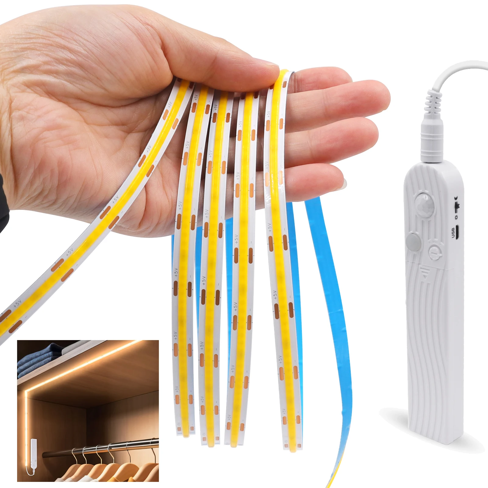 fita-led-cob-de-8mm-5v-com-sensor-de-movimento-alimentada-por-bateria-320-leds-m-fita-flexivel-de-inducao-led-branco-quente-branco-natural-branco
