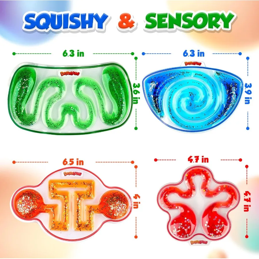 Squishy Sensory Toys for 4 Pack Fidget Toy Sensory Maze for Autism Stress Relief Toys for Calm Down Squeeze Fidget Toy Filled G