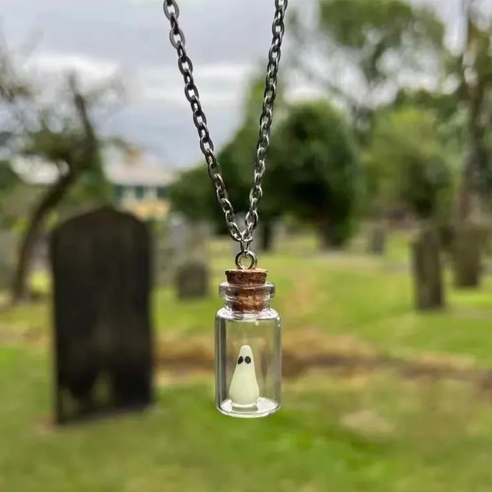 قلادة قوطية أنيقة مع قلادة مرطبانات زجاجية صغيرة، ملابس مثالية لحفلات الهالوين، زجاجات مصغرة #3