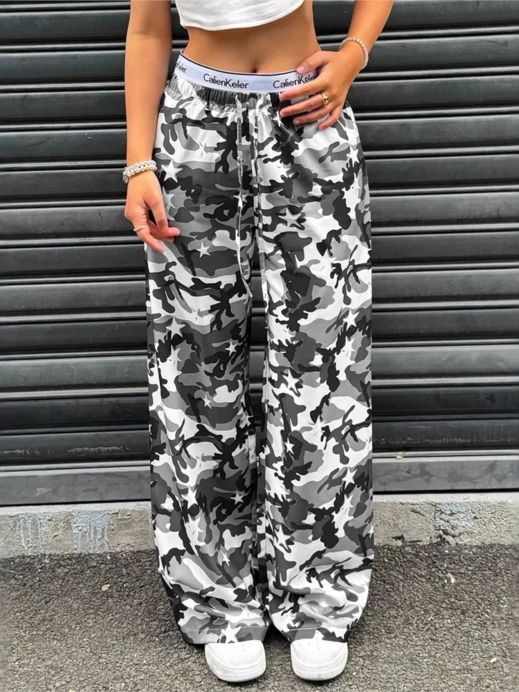 Fashionable Women's Camouflage Pants Spring Summer Camouflage Printing Loose Casual High Street Low-waisted Pants For Women