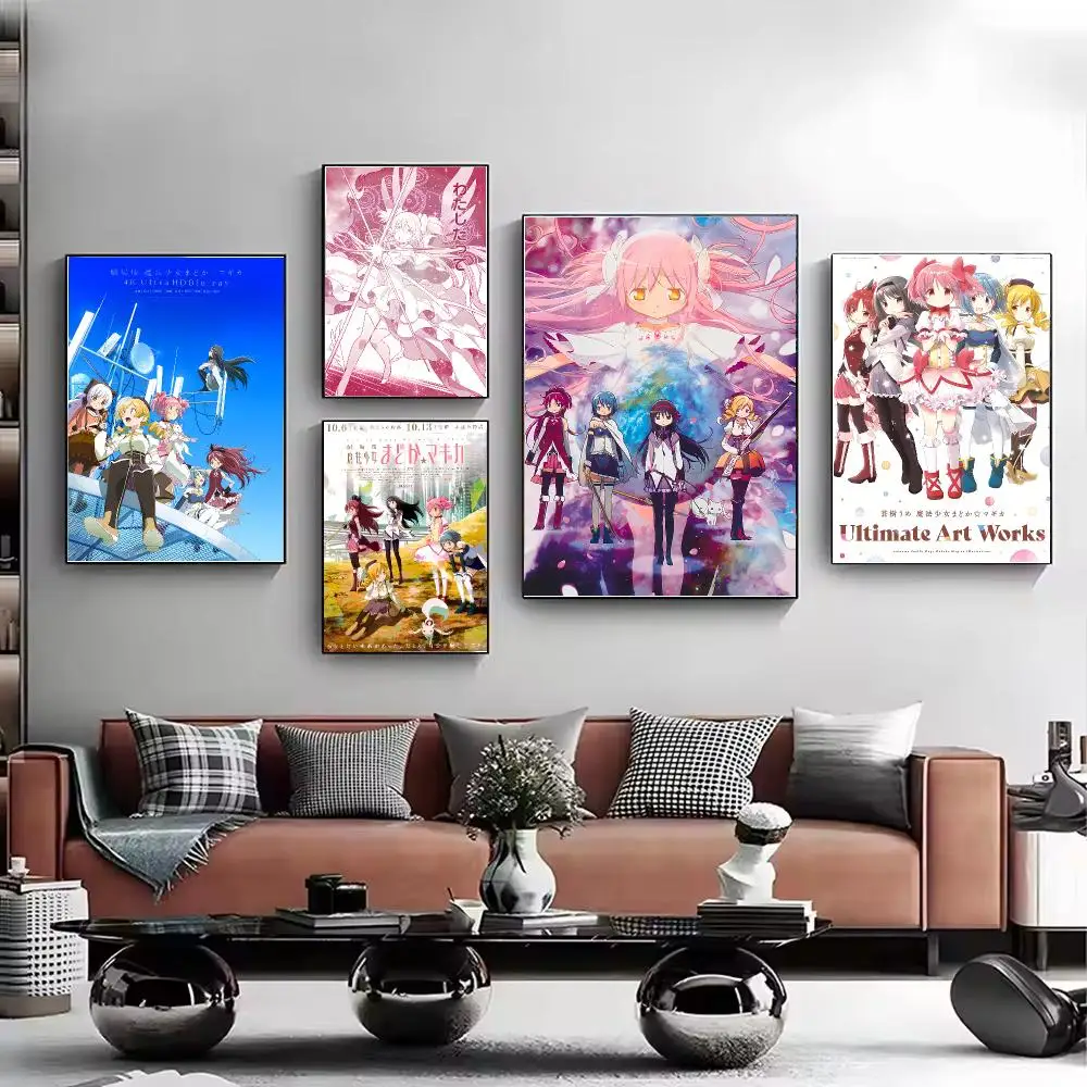 Anime Puella Magi Madoka Magica Poster HD Wall Art Aesthetic Home Decor for Living Room Bedroom Café Office Stylish Gift
