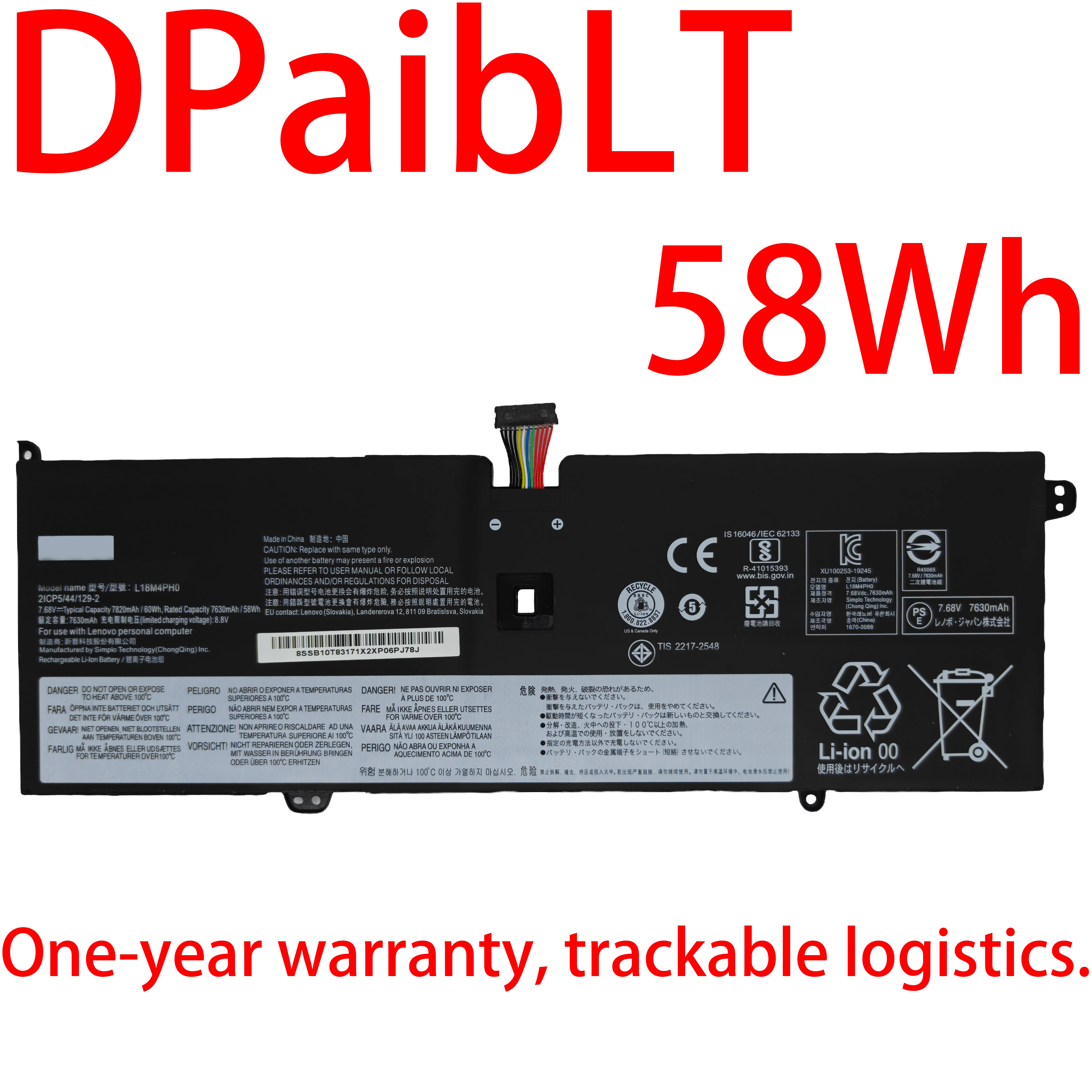 

Аккумулятор для ноутбука DPaibLT 58Wh 7.68V L18M4PH0 L18C4PH0 для Lenovo Yoga C940 14, C940-14IIL, C940 2-в-1 14 дюймов, C940-14IIL(81Q9) и т.д.