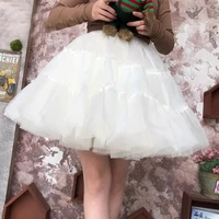 Lolita Cosplay Organza volantes enagua corta enagua para niñas tutú medio resbalones accesorio nupcial