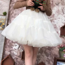 Lolita Cosplay Organza Ruffles Short Petticoat Underskirt for Girls Tutu Half Slips Bridal Accessorie