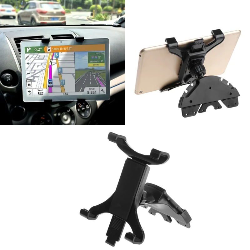 ADWE Mini Tablet Holder Adjustable Car CD Slot Mount Bracket 360° Swivel Stand Tablet Pad Holder For 7in-11in