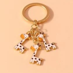 Cute Enamel Giraffe Keychain Animal Keyring Pendants for Car key Holder Women Girls Handbag Accessories Handmade Jewelry Gift