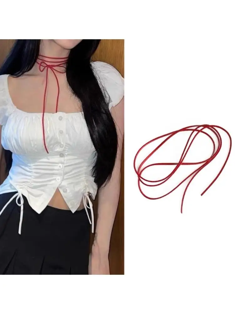 F42F – collier ras du cou à cordon Long, longueur réglable, avec accent nœud accessoire polyvalent pour