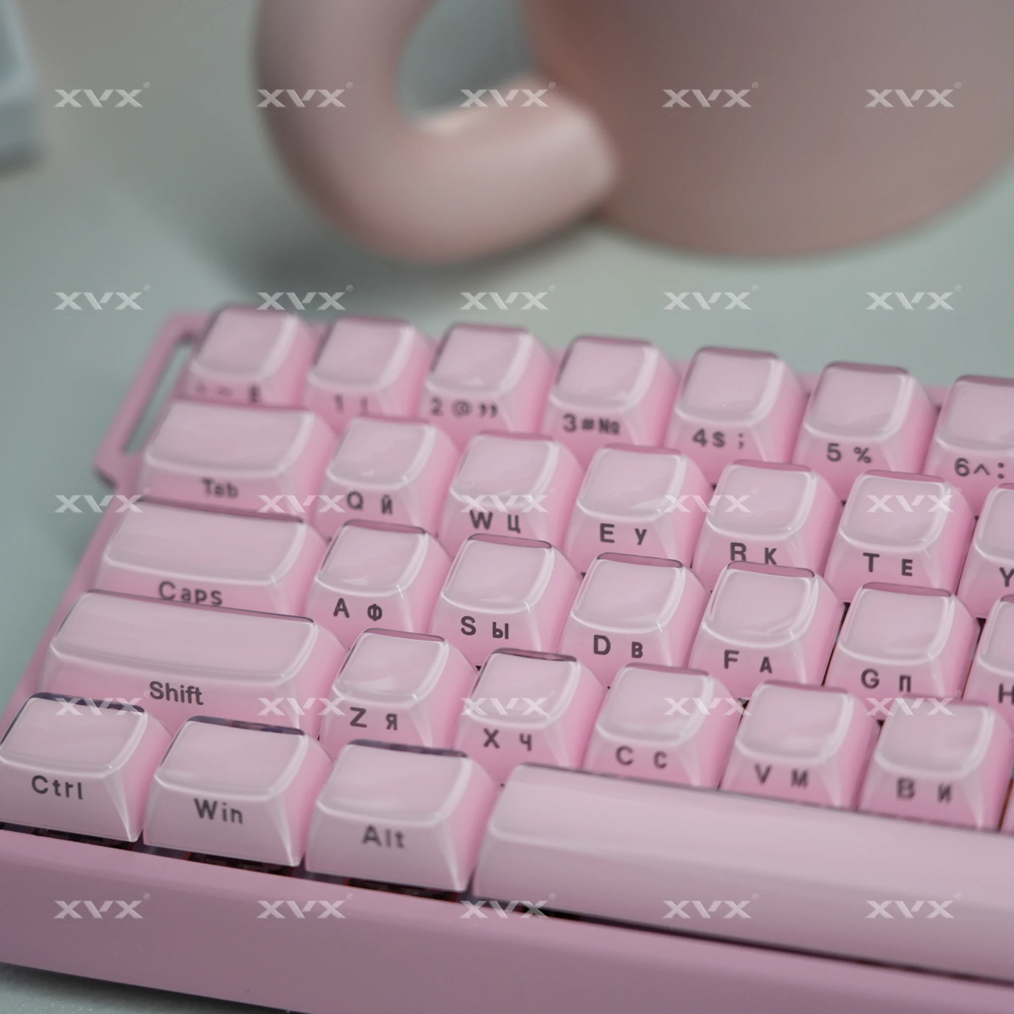 

XVX Russian Pink Jelly Keycaps 113 Keys Ice Crystal White OEM Profile Keycap for Cherry MX 61/75/87/104 Keyboard