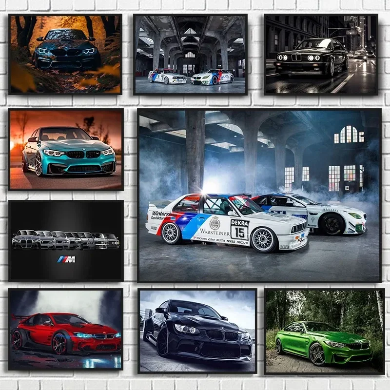 Modern BMW Series Evolution M M Luxury Car Power Racing Canvas Painting  Wall Art Picture for Living Room Decor  Poster Prints D