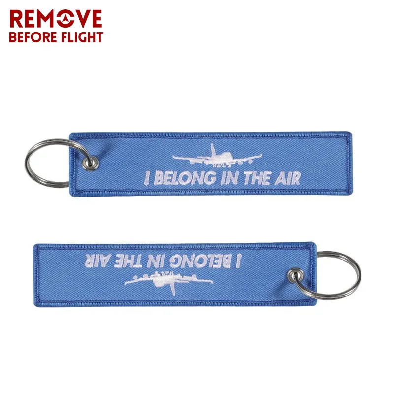 Cadeaux d'aviation Chians clés je crois dans l'air bijoux broderie bleu ciel broderie porte-clés chaîne étiquette de bagage porte-clés de voiture