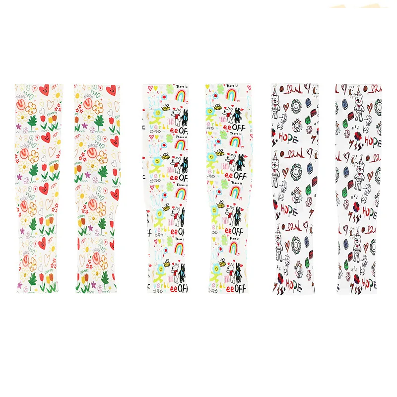 

High Elastic Cute Print Cooling Arm Sleeves UPF50+ UV Protection Breathable for Summer Outdoor Hiking Cycling