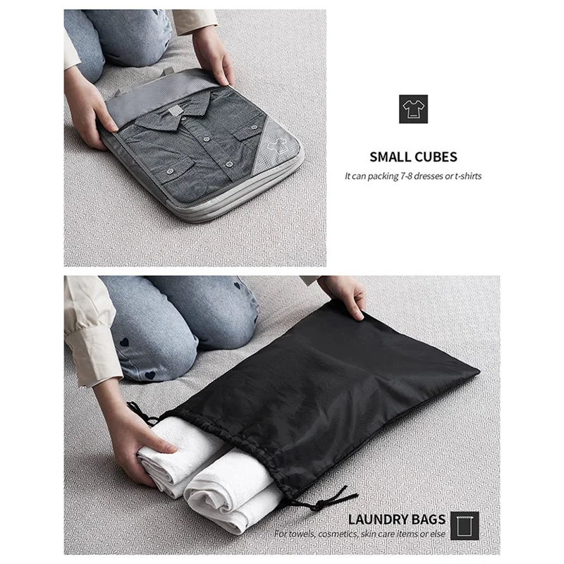 

A76X-Portable Luggage Organizers Lightweight Packing Cubes Set Ideal For Compressed Packing