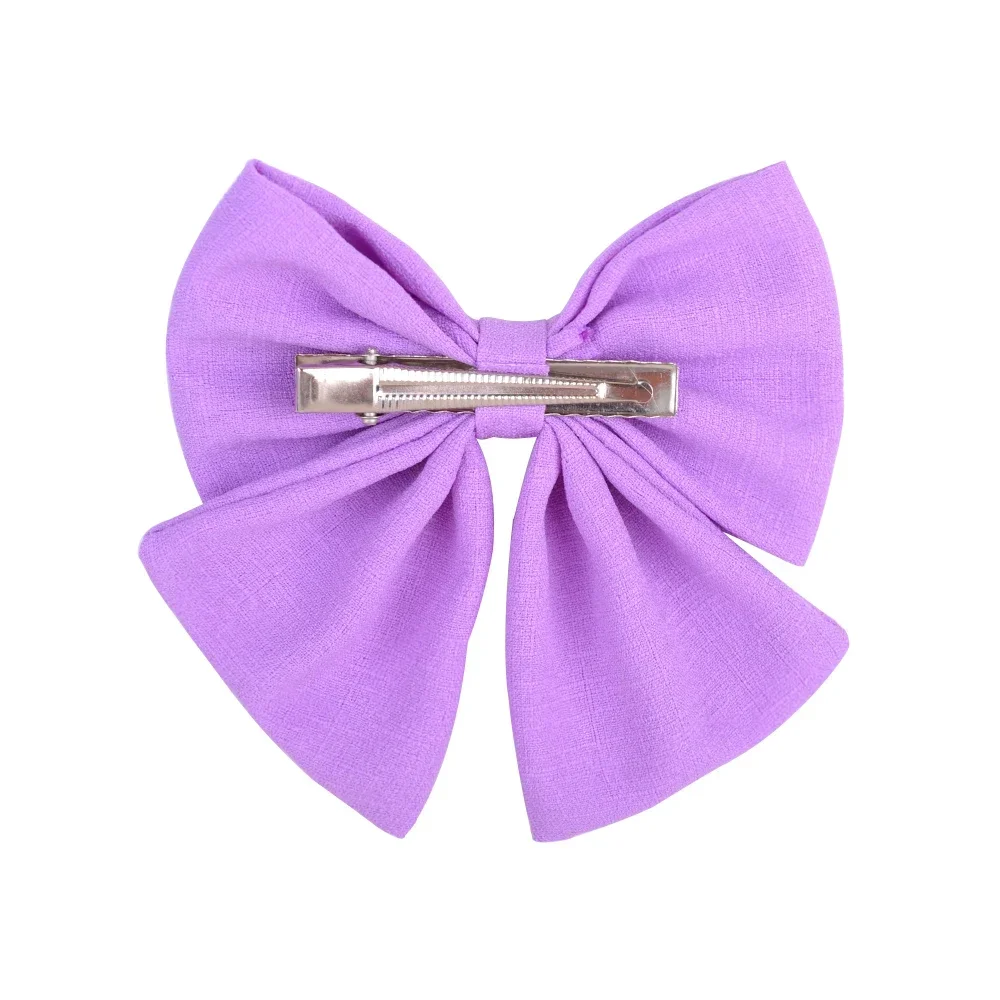 1 ชิ้นผ้าฝ้ายสีคลิปผม Bows สําหรับสาว Hairband Handmade Hairpin Barrettes Headwear เด็กอุปกรณ์เสริมผมสําหรับเด็ก