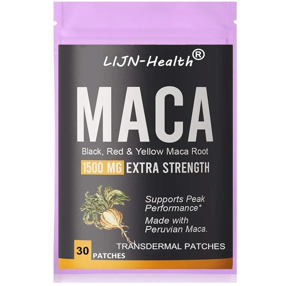 Organic Maca Root Transdermal Patches with Black + Red + Yellow Peruvian Maca Root Extract for Men and Women 30 Patches