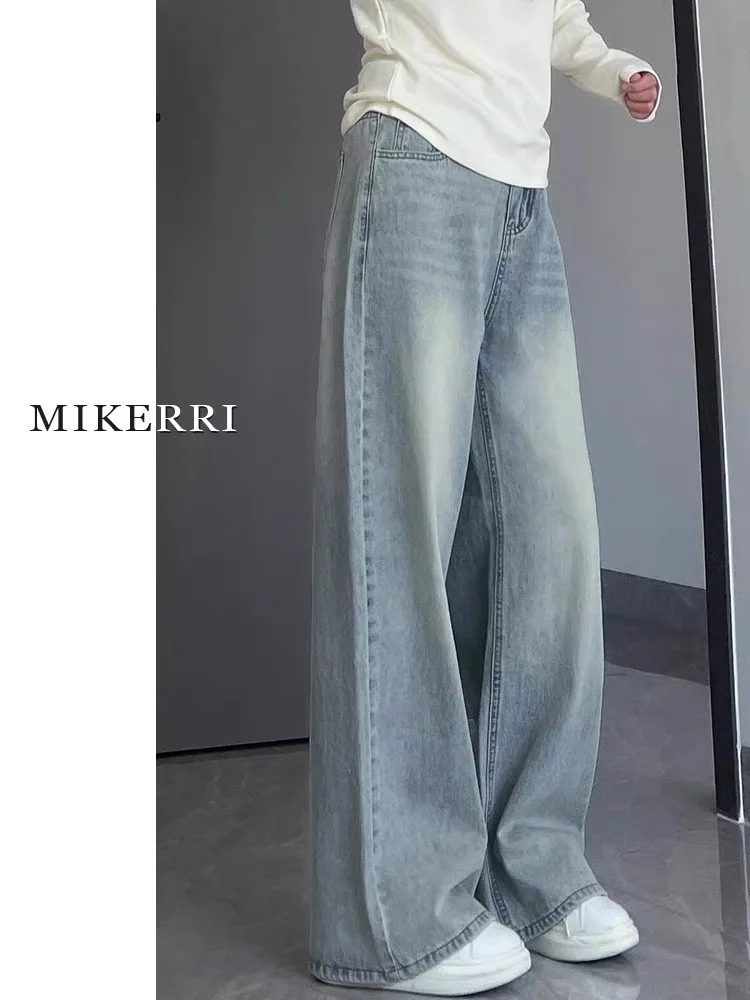 

High Waist Loose Fit Straight Leg Denim Jeans Retro American Style Women's Autumn New Arrival Casual Pure Color Long Pants