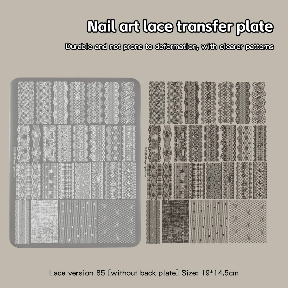 Hohlgitter-Druckplatte aus Edelstahl für Nagelstempel, Mehrfach-Muster Spitzen-Nagelkunst-Stempelplatte, Spitzenblumen-Nageltransfer-Werkzeuge – Detail 7