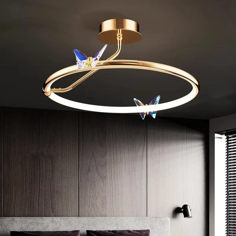 Butterfly LED Chandelier Gold Ring Home Decoration Lighting Cord Adjustable For Living Room Bedroom Restaurant Good Packaging
