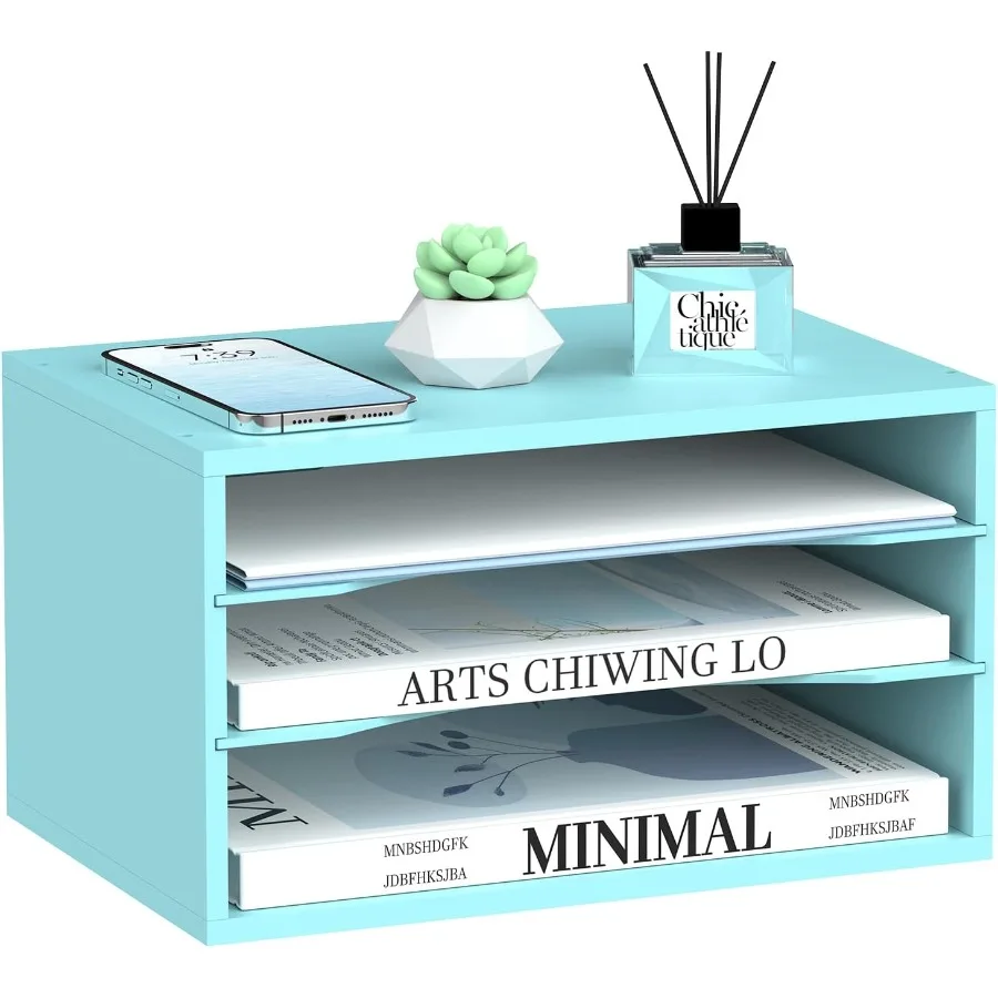 SUPEASY Wood Desk Organizer 3 Tier Paper File Organizer for Desk Wooden Desktop Organizer Paper Letter Literature Mail Sorter f
