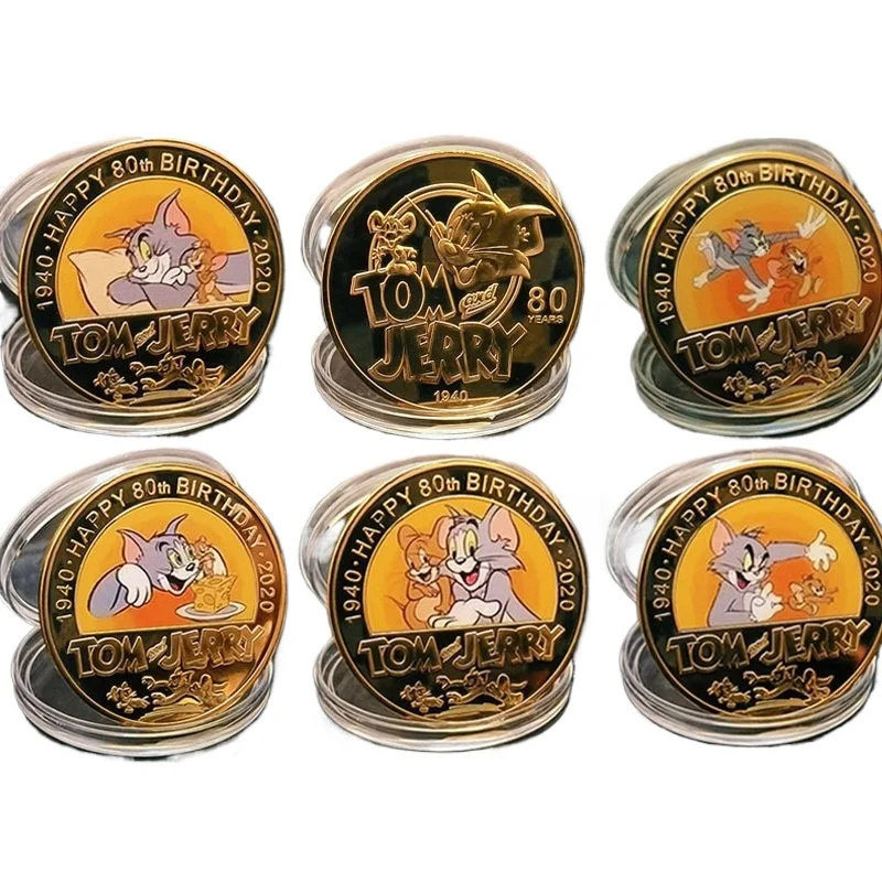 

Miniso Cat and Mouse Series Commemorative Coins Tom & Jerry Metal Craft Gifts Anime Peripheral Children's Birthday Gifts