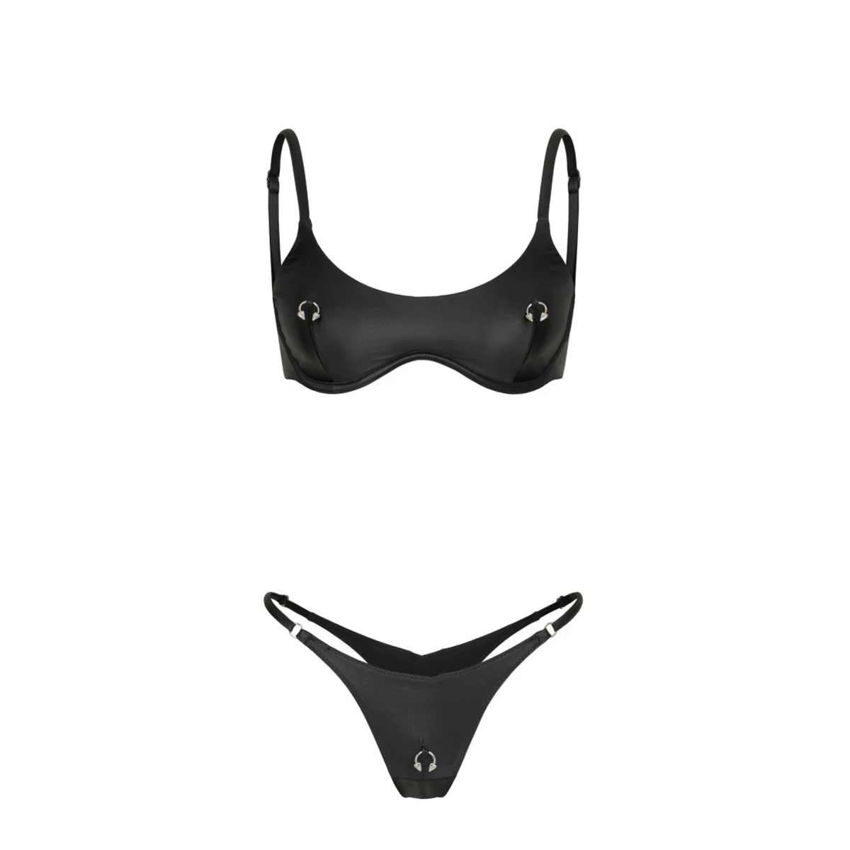 رفع البيكينيات 2025 مثير النساء ملابس السباحة الإناث مجموعة البكيني الأسود Biquini ثوب السباحة ثونغ مايوهات بحر #3