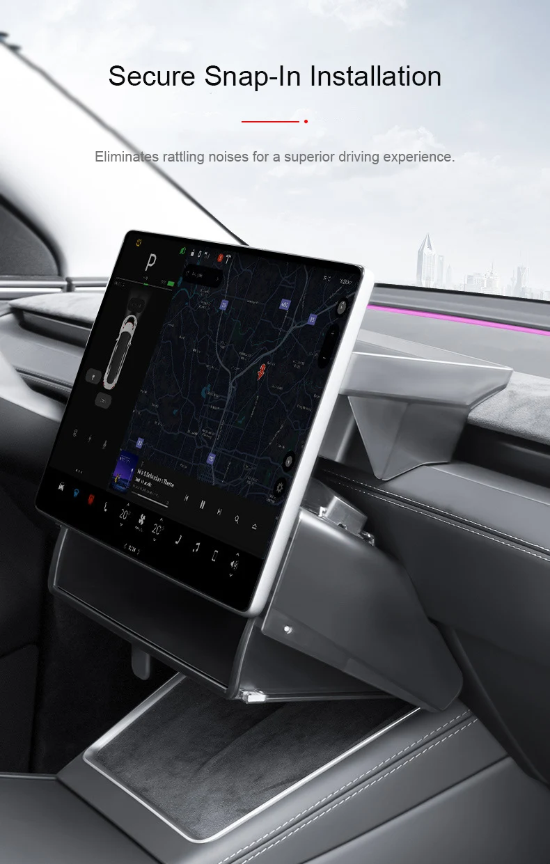 Kotak Penyimpanan Tersembunyi di Bawah Layar Mobil Tesla Model Y Juniper 2025, Kotak Penyimpanan Lipat Model 3 Highland, Kotak Penyimpanan Dashboard