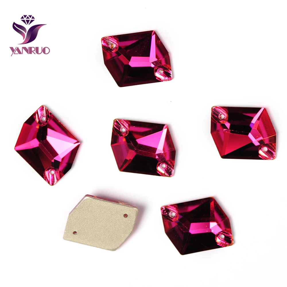 YANRUO 3265 Cosmic Fuchsia Flatback Rhinestones Sew on Stones Crystals Glass Beads Sewing Chain Rhinestones