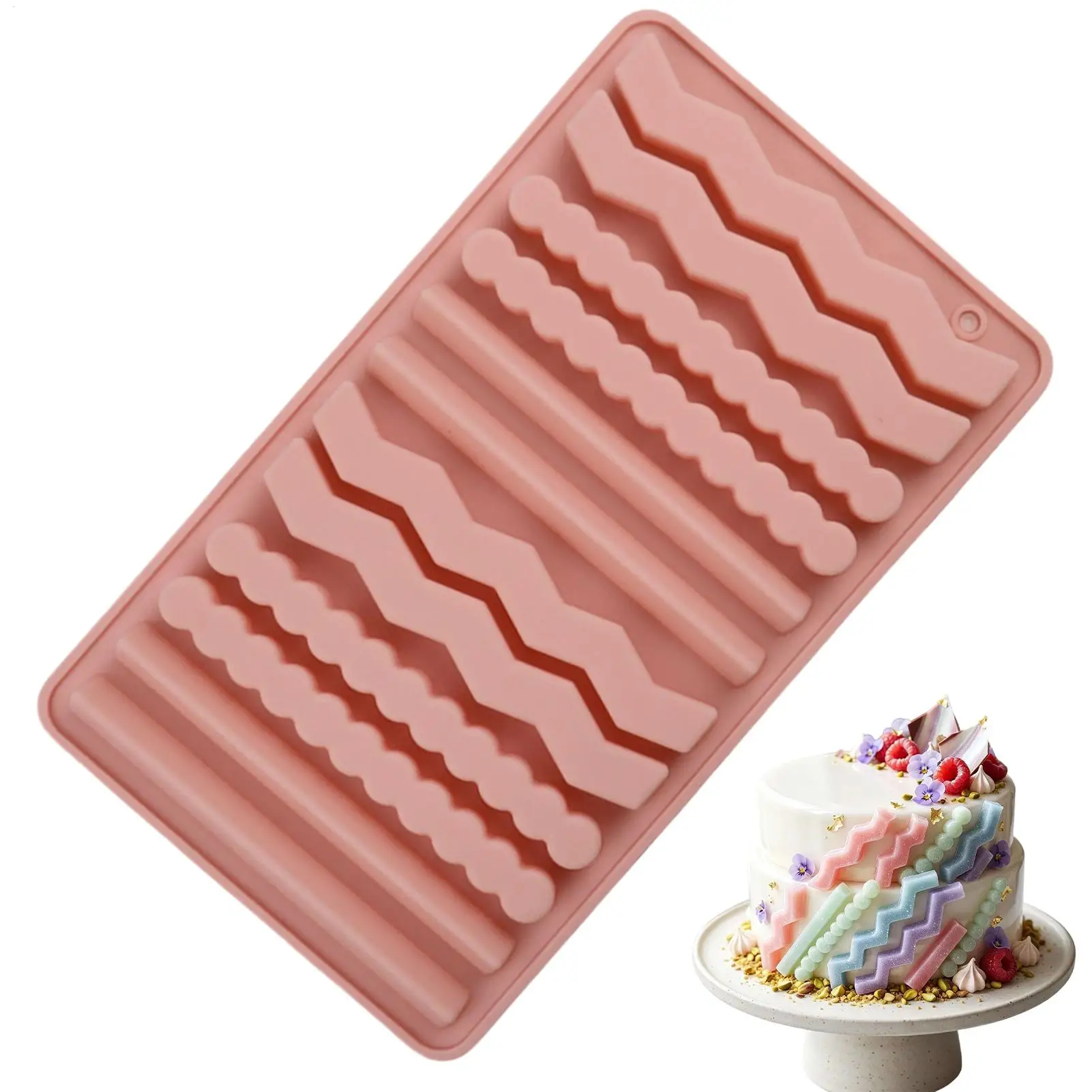 Silicone Molds 12 Holes Silicone Forms Long Strip Rectangle Curved Bead String Chocolate Bar Molds Candy Making DIY Baking Tool