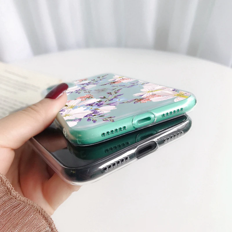 حافظة لهاتف شاومي Mi 11i 10T Lite Poco X3 NFC F3 M3 Redmi Note 10 9 8 Pro 10S 9T 9S 8T زهرة سيليكون غطاء شفاف من البولي يوريثان الحراري