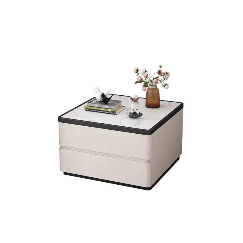 

Square sofa side few light luxury high-end rock slab solid wood side cabinet living room square few lockers coffee table side ta