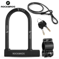 ROCKBROS-cerraduras de bicicleta de estilo chino, candado para patinete eléctrico en forma de U, juego de cables de bloqueo antirrobo, accesorios para bicicleta de montaña y carretera