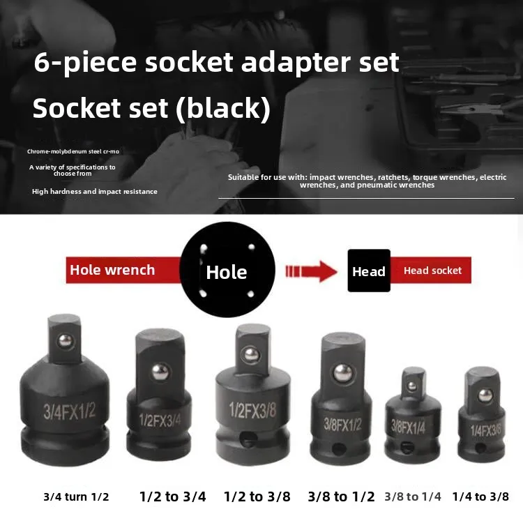 Impact Socket Adapter Reducer Set 1/2 3/8 1/4 Inch Use Wrenches Drills in Auto and Impact Driver Construction Work
