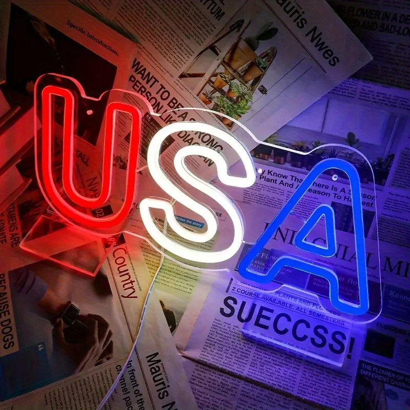

Креативная неоновая LED-вывеска с логотипом США, питание от USB – уникальное украшение для комнаты, дома, ванной, свадьбы, выпускного, стены