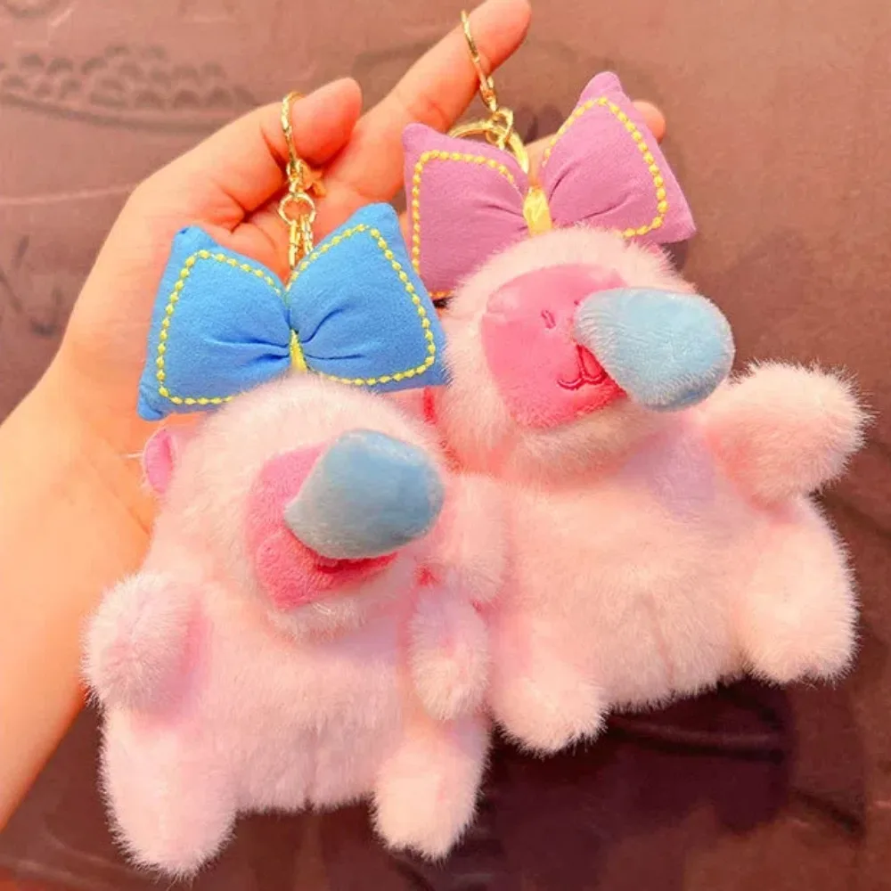 

PP Cotton Plush Capybara Keychain Pulling Rope Nasal Mucus Cute Capybara Key Ring Simulation Soft Cartoon Animal Pendant Gift