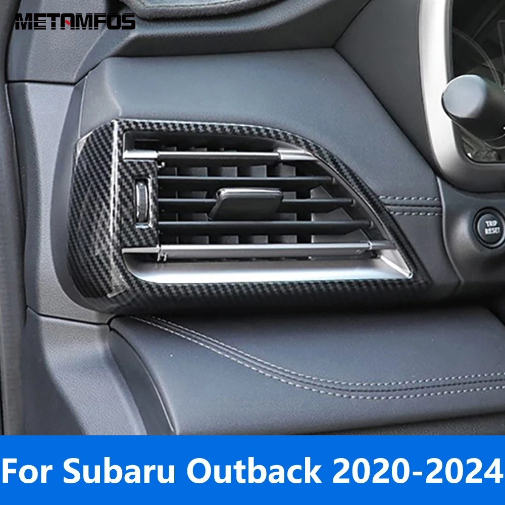 For Subaru Outback 2020-2022 2023 2024 Carbon Fiber Side Front AC Air Vent Outlet Cover Trim Sticker Accessories Car Styling