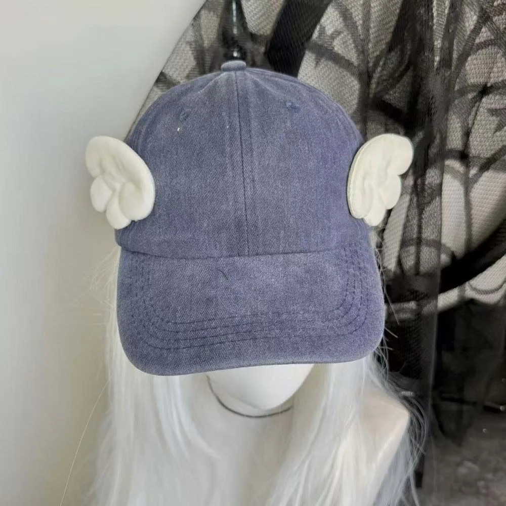 Y2K Girl Harajuku Gothic Lolita Baseball Cap Women Angel Wing Hat Lovely Baseball Cap Anime Cosplay Costumes Accessories Gifts