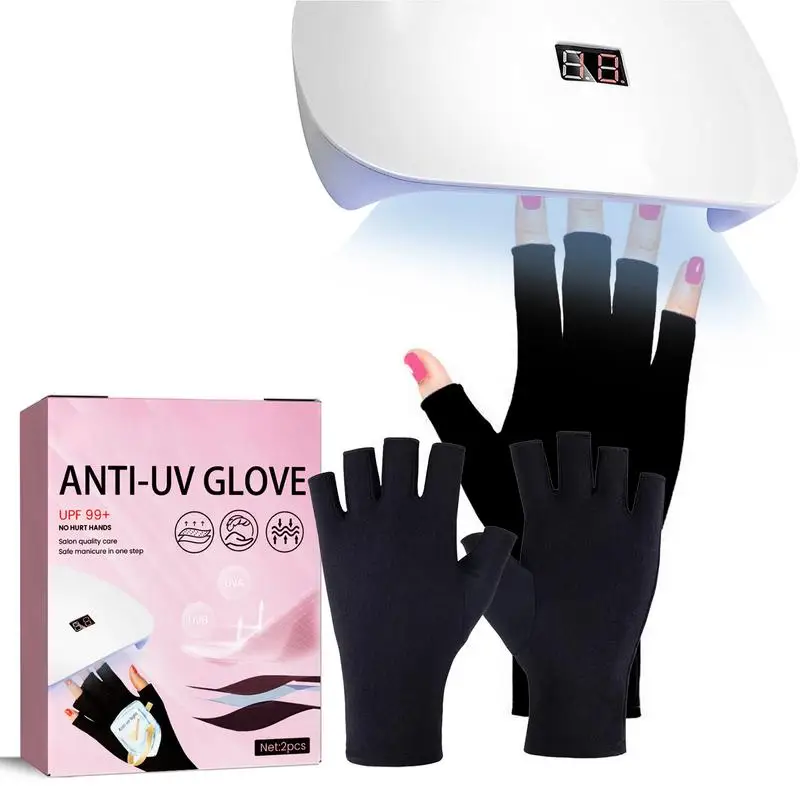 1 paar anti-UV stralingsbeschermingshandschoenen LED-lamp nagelbescherming handschoen gel nageldroger licht manicure gereedschap