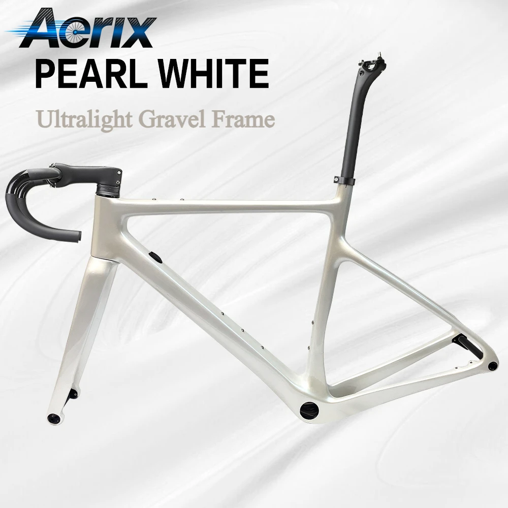 

Рама для велосипеда Pearl White Carbon Gravel Cyclocross, под дисковые тормоза BB79, максимальная ширина покрышек 700x40C, сквозная ось 142×12, для шоссейных гонок