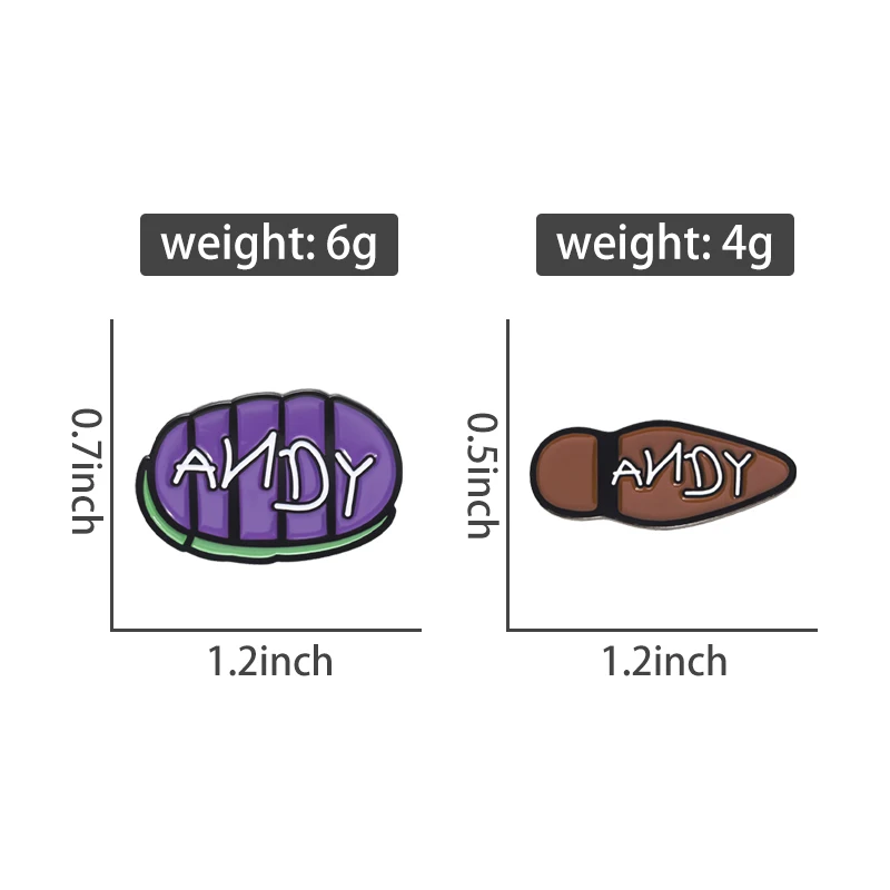 Funny Fashion Toys Enamel Pins Cartoon bread Shoe andy Metal Brooch Backpack Lapel Badge Decoration Jewelry Gift for Kids Friend