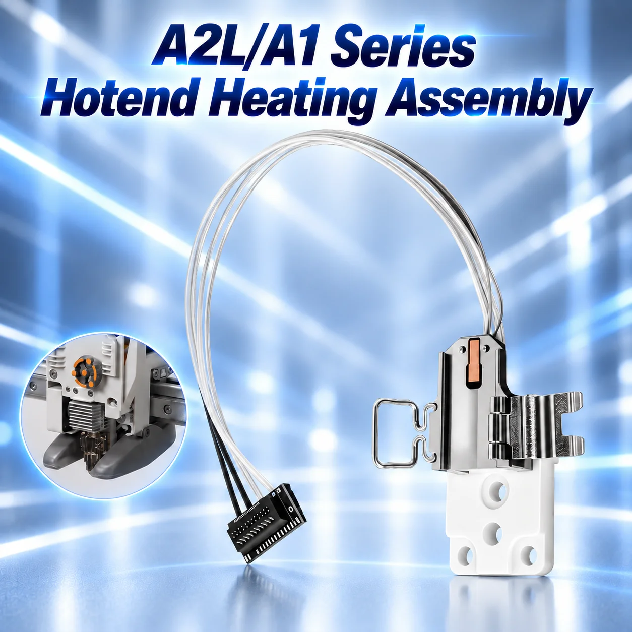 A2L Hotend Heating Assembly Upgrade Kit for Bamboo Lab A2L 3D Printer Zirconia Ceramic Base & Nickel-Plated Brass Heating Block