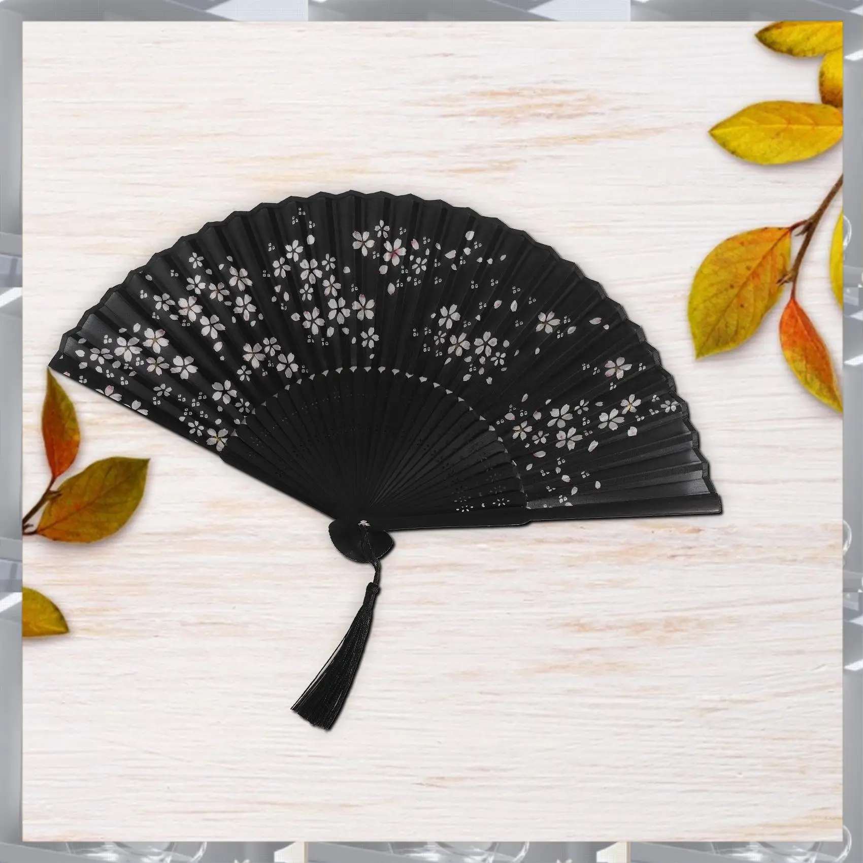 

A84F-Очаровательный элегантный современный женский складной карманный веер ручной работы из бамбукового шелка 8,27 дюйма (21 см), складной прозрачный H