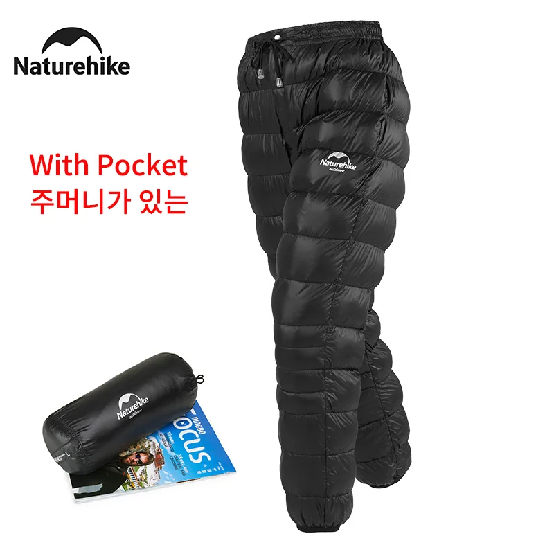 Naturehike 2024 Nowe zimowe spodnie trekkingowe Wodoodporne ultralekkie ciepłe spodnie puchowe Outdoor Hiking Woman Hombre Rain Pants