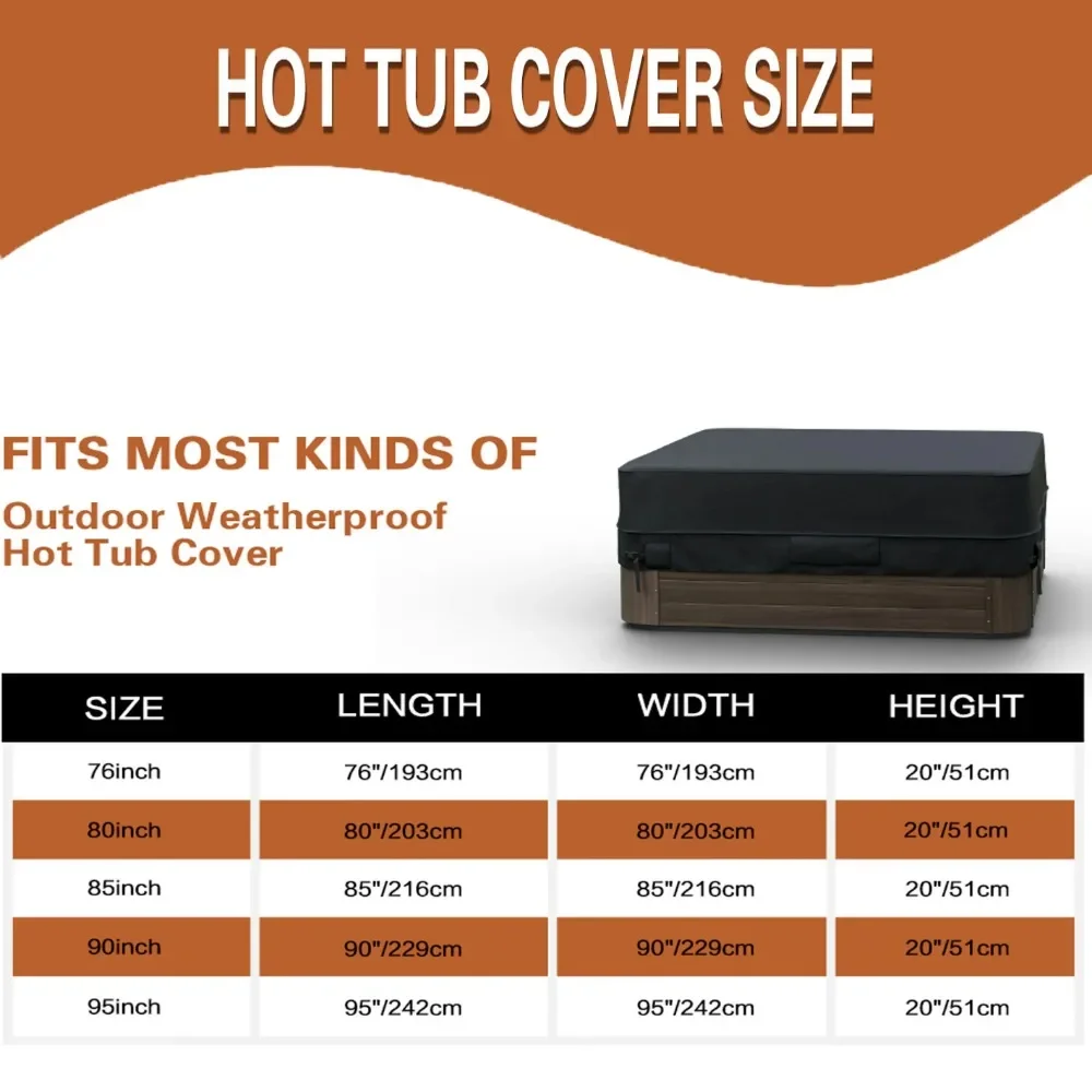 Square Hot Tub Dust Cover Cap Swimming Pool Waterproof  Anti-UV Outdoor Warm Spa Hotspring Anti-Fall Leaves Snow Rain Dust Cover