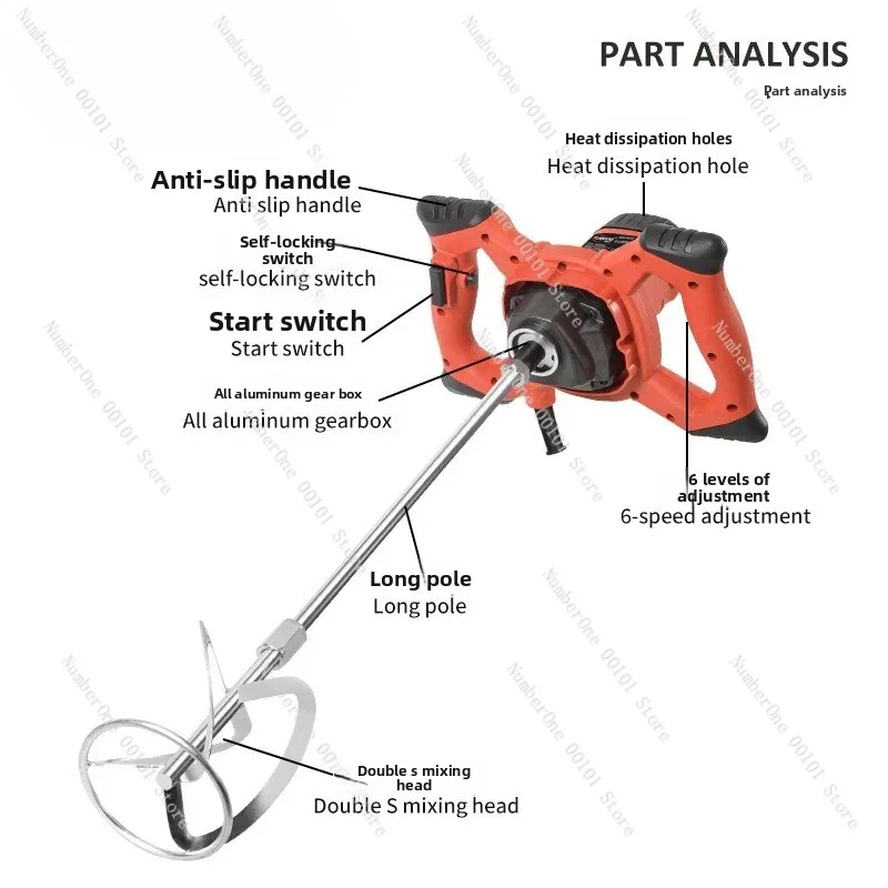 Factory Direct Industrial Mixer 6 Speed Adjustable Paint Cement Grout Stirrer with Steering Wheel Handle