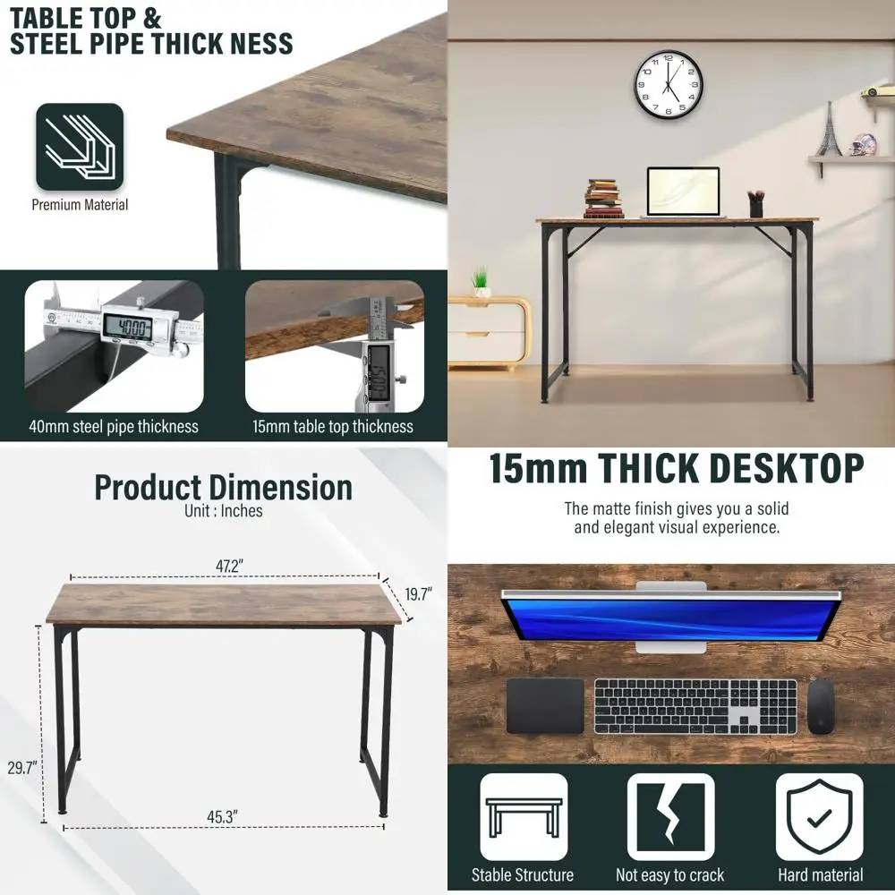 

Modern 47.2-Inch Space-Saving Computer Desk for Home Office, Gaming, and Studying - Suitable for Adults and Kids
