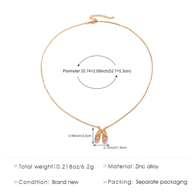 1 Pair of Pink Color Ballet Shoe Exquisite Design Pendant Necklace for Women Shining Collarbone Chain Jewelry Accessories Gifts view 6
