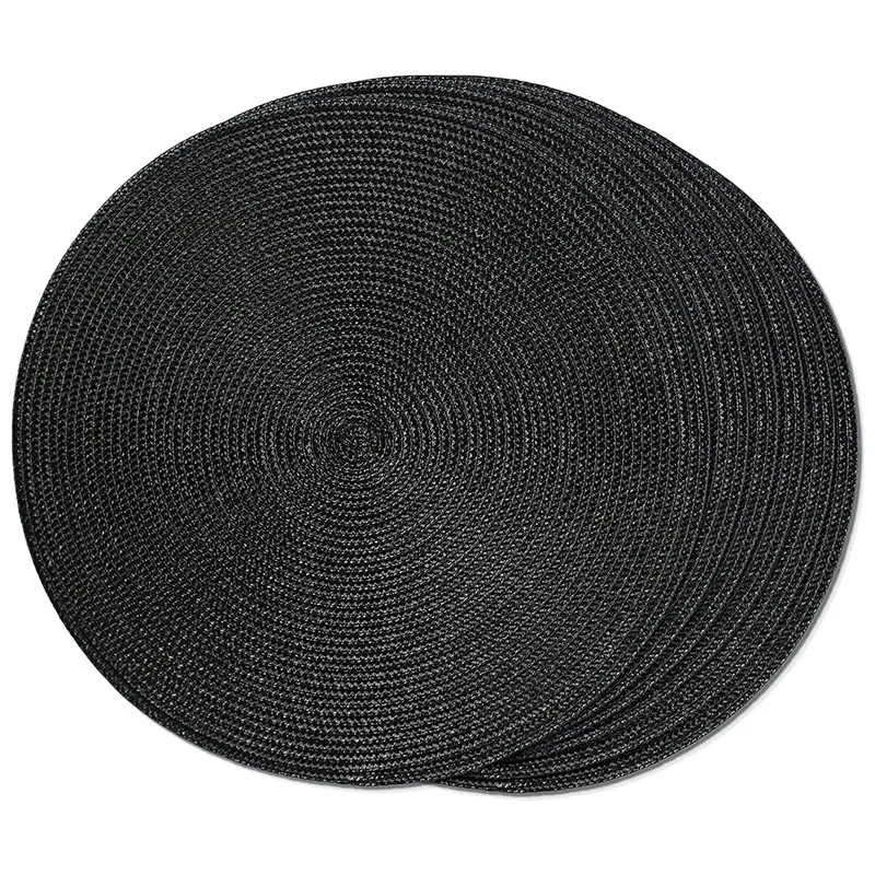 Round Braided Placemats Set Of 6 Table Mats For Dining Tables Woven Washable Non-Slip Place Mats 15 Inch Halloween Black