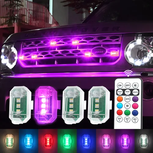 Juego de luces LED RGB de 8 colores para motocicleta, Dron, helicóptero, seguridad, Mini avión, Kit de luces de soplado, 2/4/6 Uds.